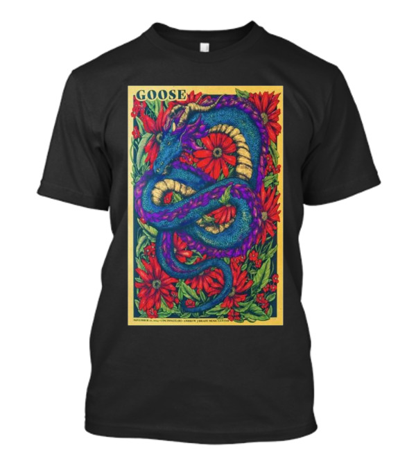Goose Nov 10 2024 Andrew J Brady Music Center Cincinnati Tour Poster Dragon Floral T-Shirt