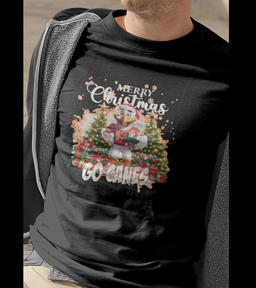 Merry Christmas Miami Hurricanes Go Canes Holiday Cheer T-Shirt