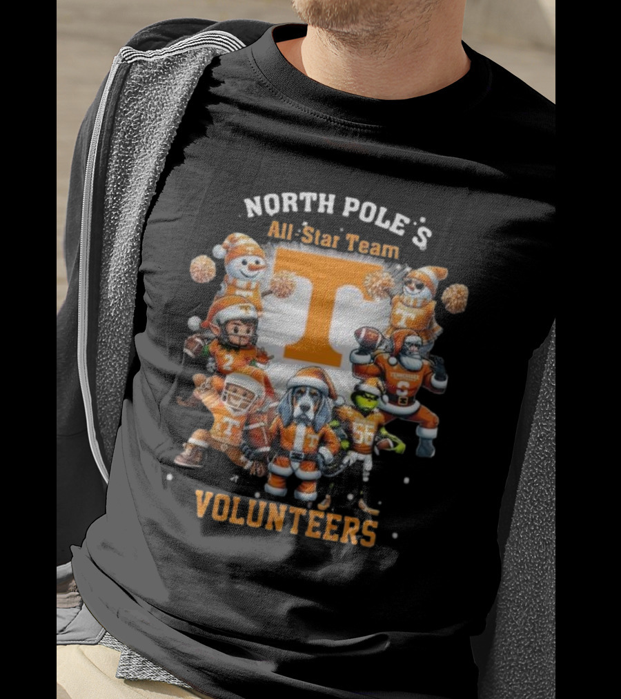 Tennessee Volunteers North Pole All-Star Team Christmas Characters T-Shirt