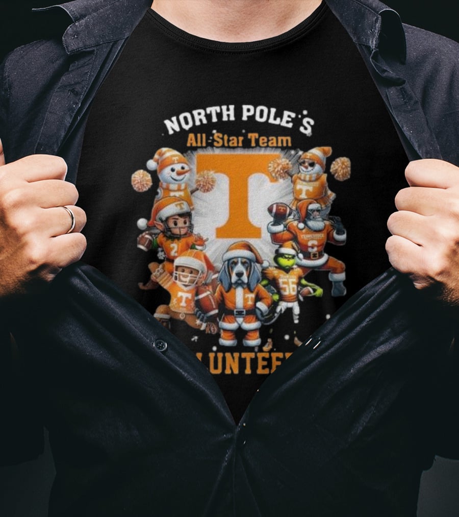 Tennessee Volunteers North Pole All-Star Team Christmas Characters T-Shirt