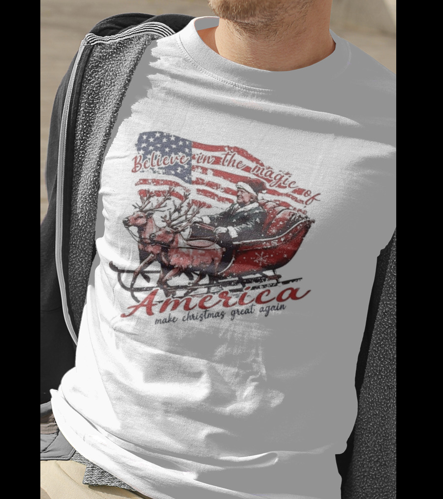 Believe In The Magic Of America Make Christmas Great Again America T-Shirt