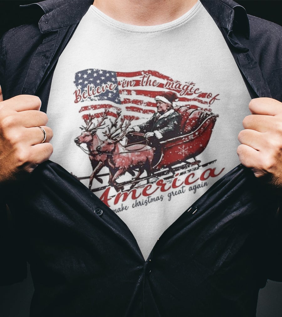 Believe In The Magic Of America Make Christmas Great Again America T-Shirt
