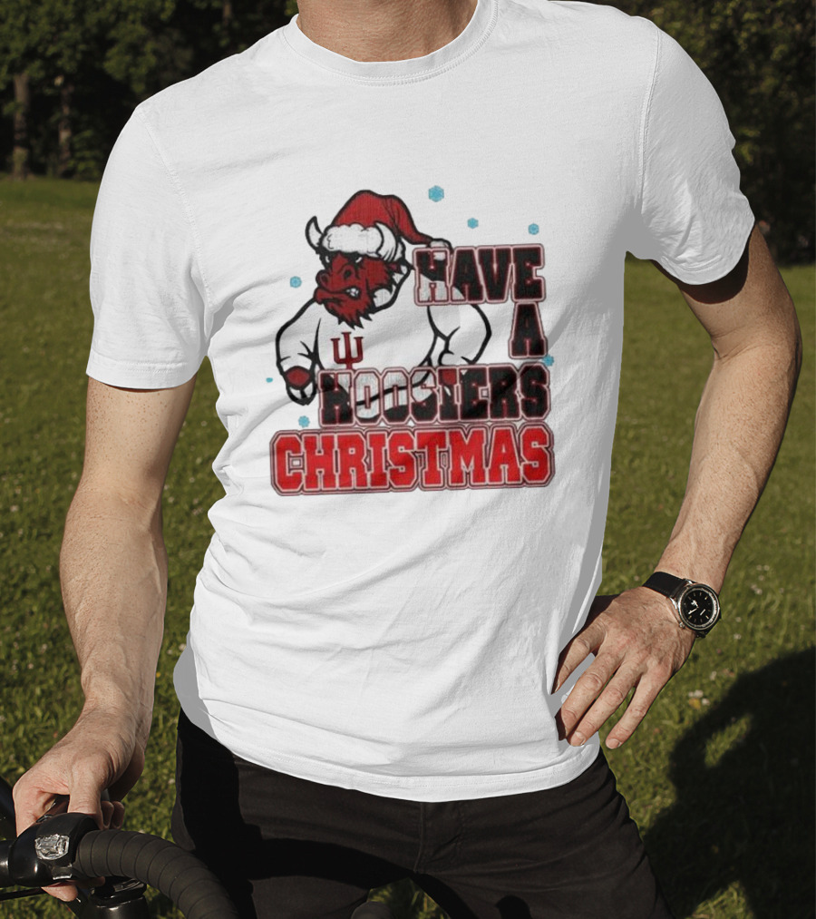 Indiana Hoosiers Santa Mascot Have A Hoosiers Christmas T-Shirt