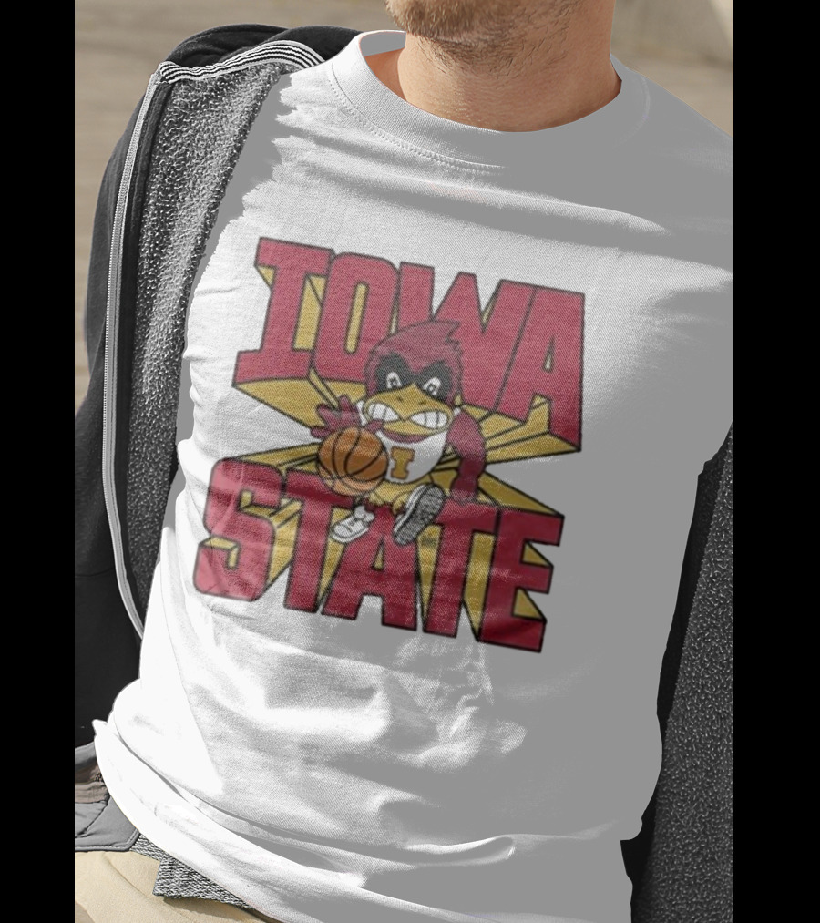 Iowa State Cyclones Basketball Mascot Dribbling Cartoon T-Shirt
