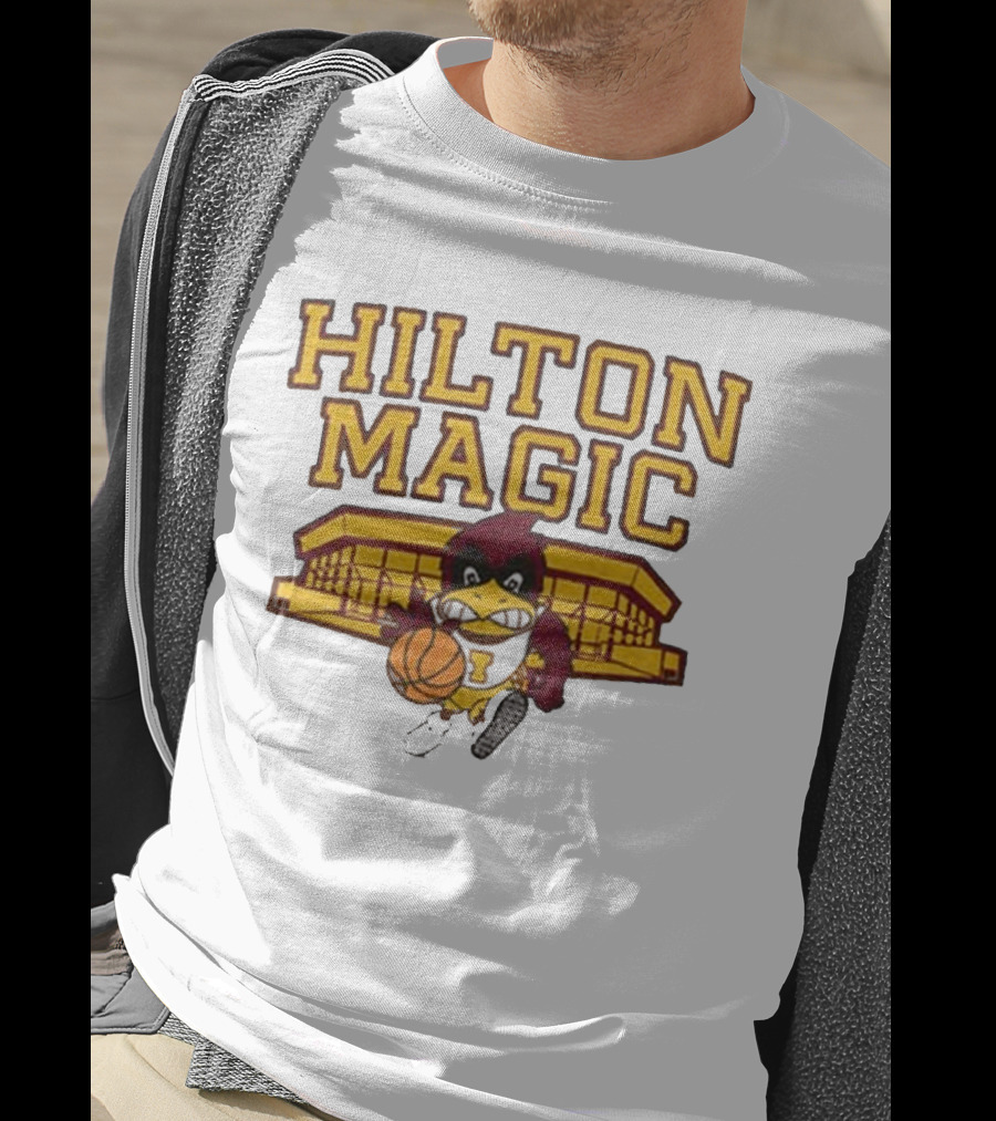 Iowa State Hilton Magic Cyclones Basketball Mascot With Hilton Coliseum T-Shirt