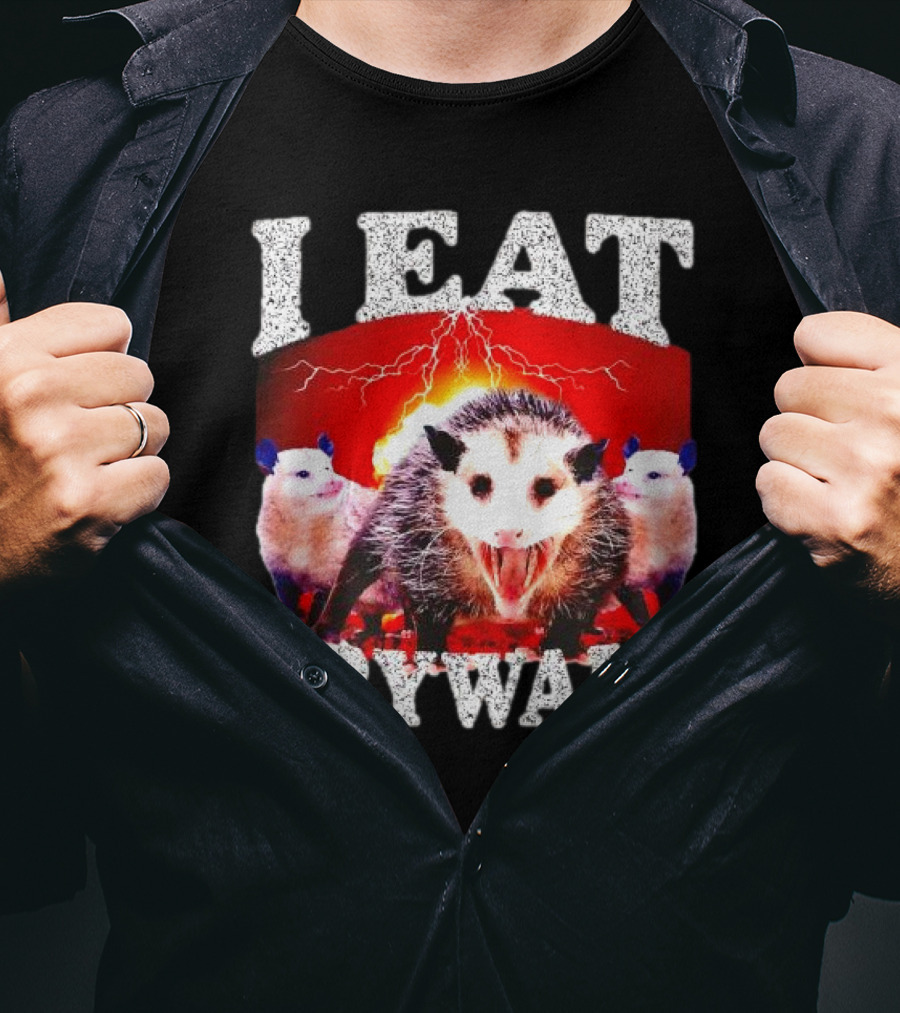 I Eat Drywall Opossum Trio Lightning Background T-Shirt