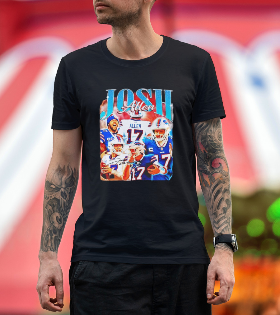Josh Allen 17 Buffalo Bills Signature Vintage Retro Bootleg 90s T-Shirt