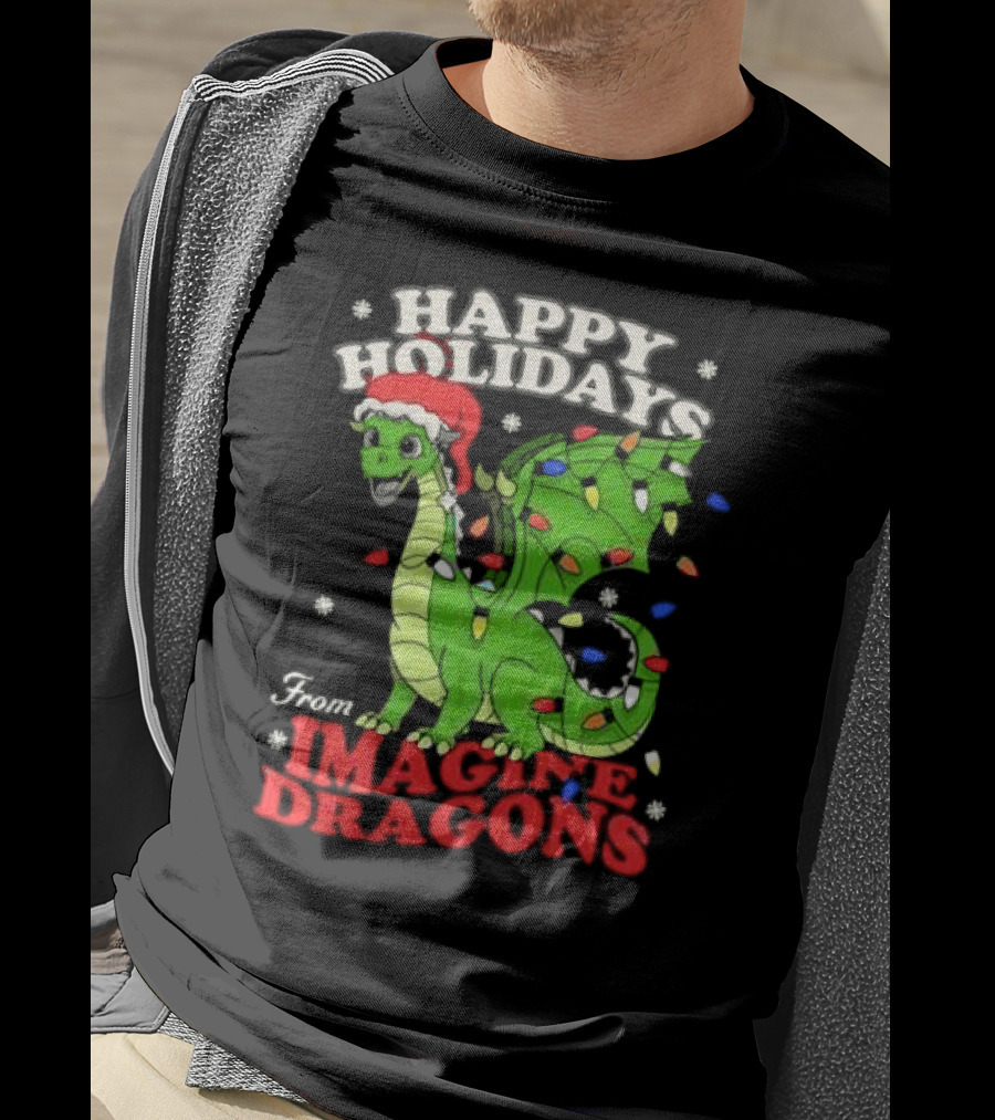Happy Holidays From Imagine Dragons Cartoon Dragon T-Shirt
