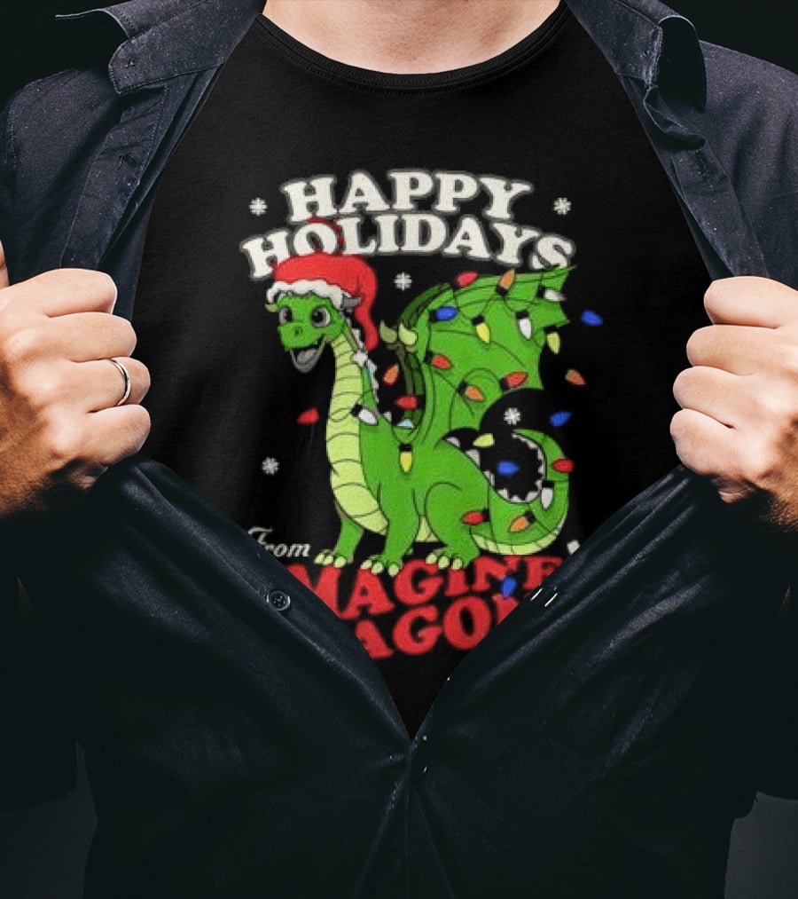 Happy Holidays From Imagine Dragons Cartoon Dragon T-Shirt