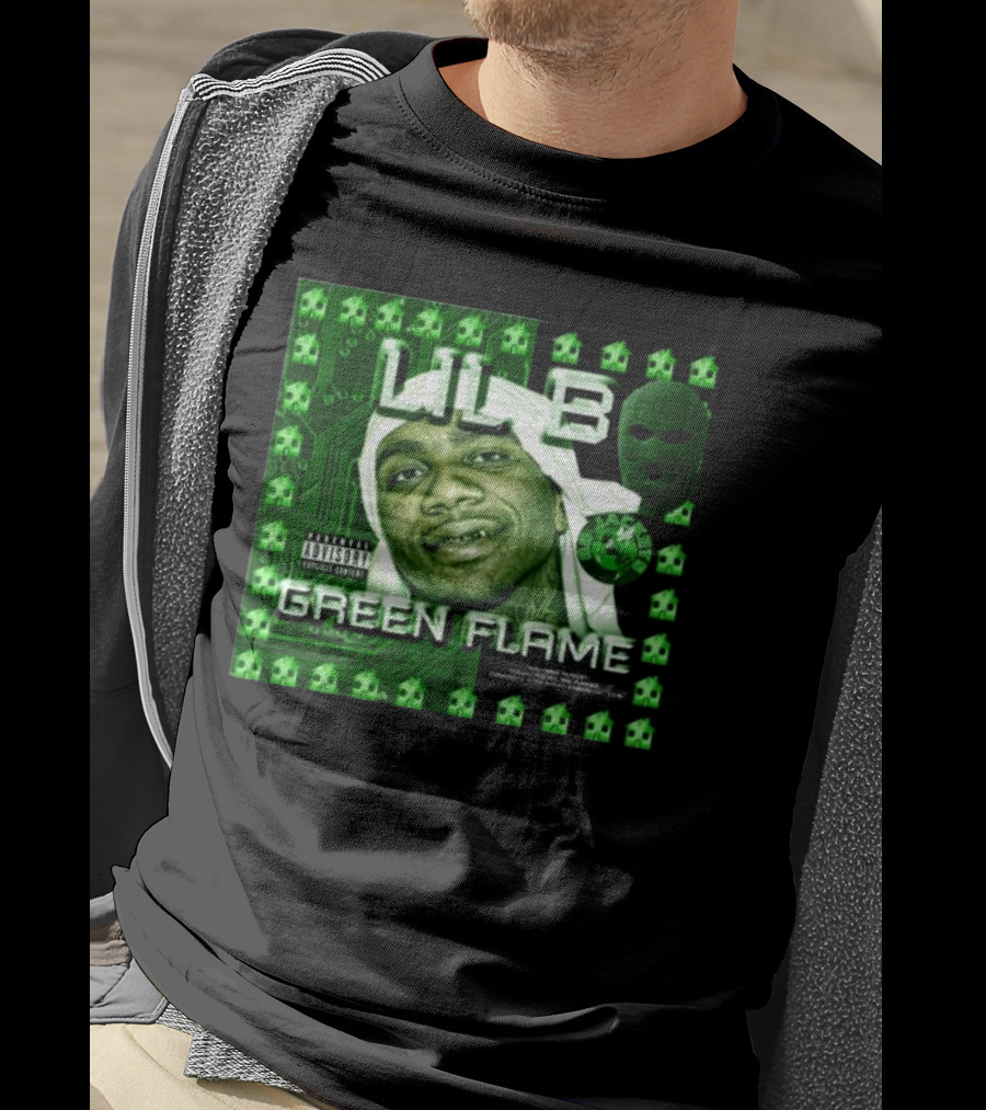 LIL B Green Flame Album Cover Art With Circuit Background And Face T-Shirt