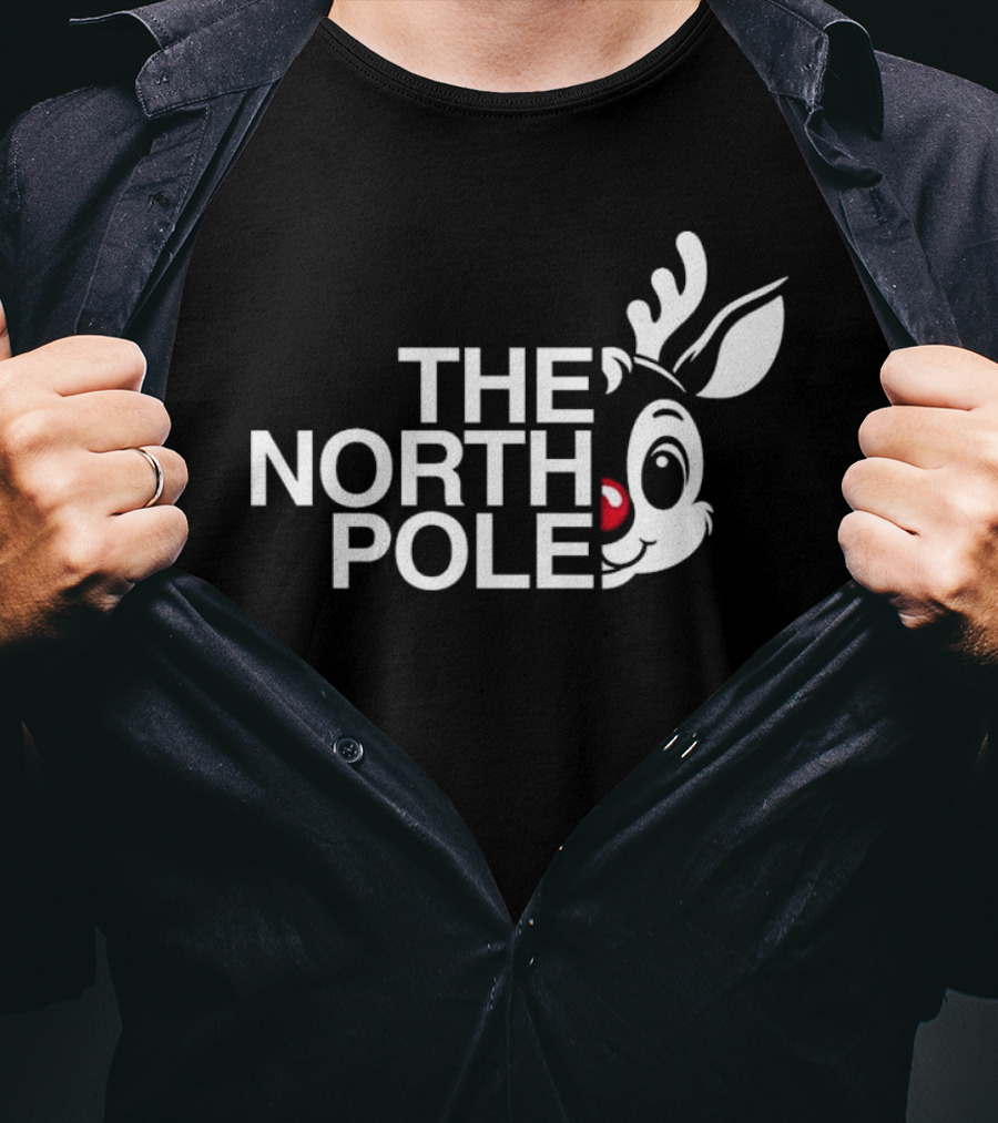 The North Pole Christmas Rudolph Reindeer Face T-Shirt