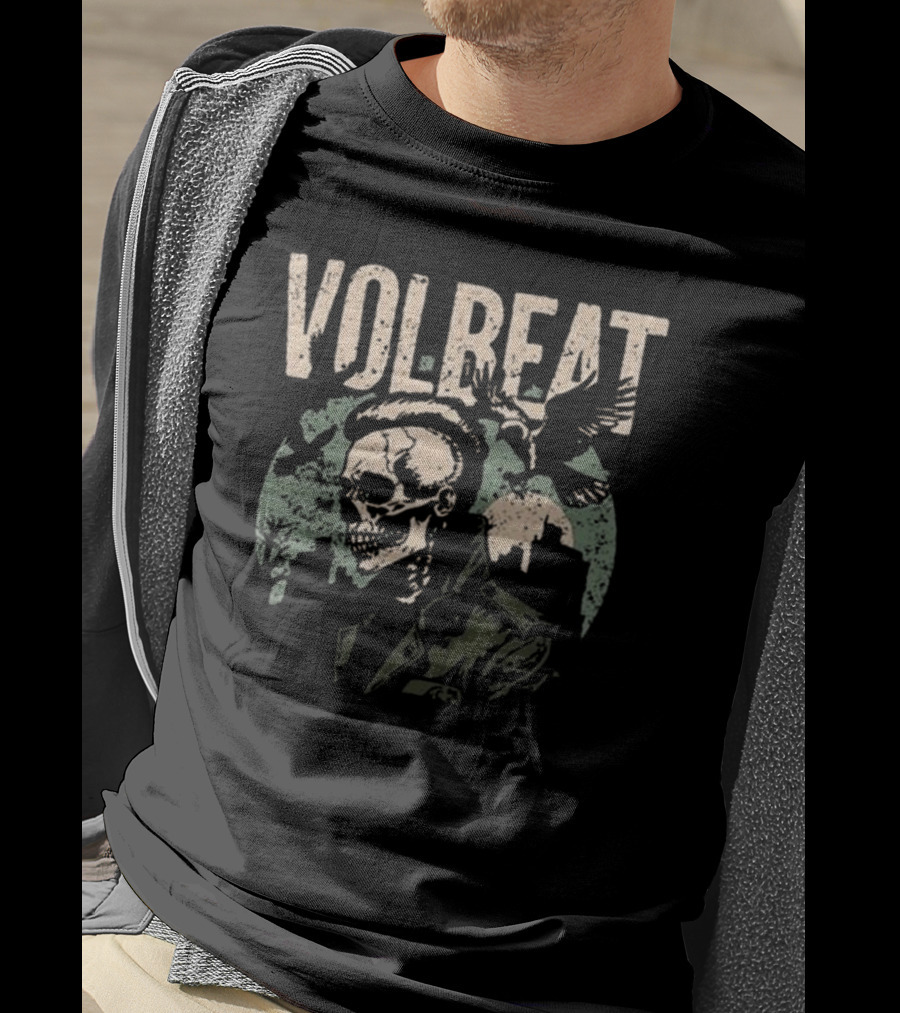 Volbeat Sixteen Dollars Skull With Birds And City T-Shirt