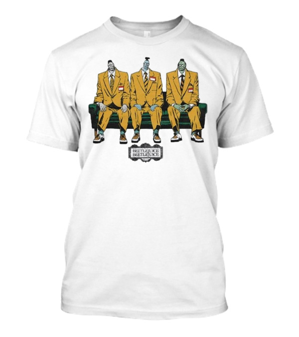 Beetlejuice Trio In Yellow Suits Sitting On Green Couch T-Shirt