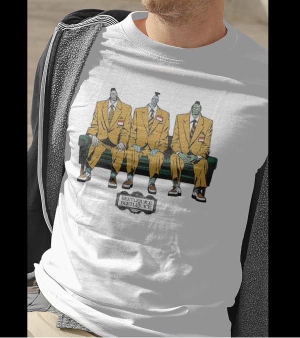 Beetlejuice Trio In Yellow Suits Sitting On Green Couch T-Shirt