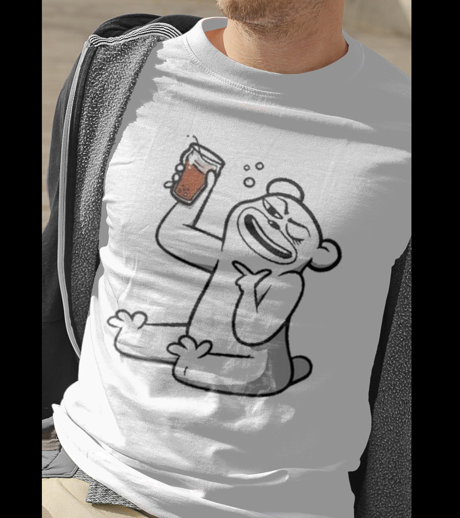 Cotton Bureau Root Bear Cartoon With Beverage T-Shirt