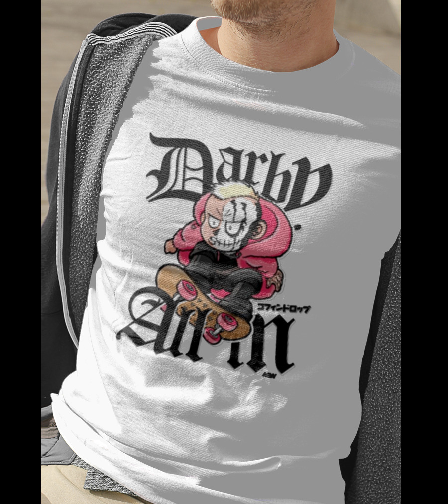 Darby Allin Skateboarding Cartoon Character With Face Paint T-Shirt