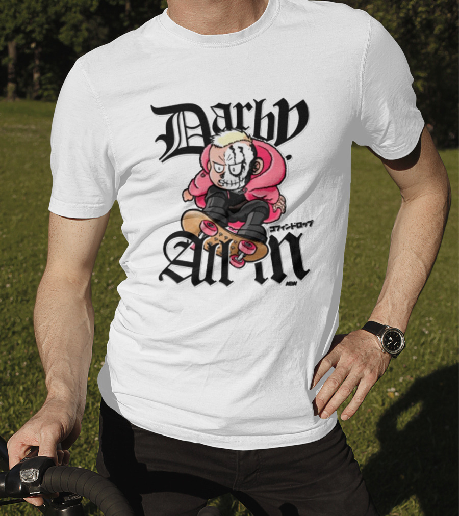 Darby Allin Skateboarding Cartoon Character With Face Paint T-Shirt