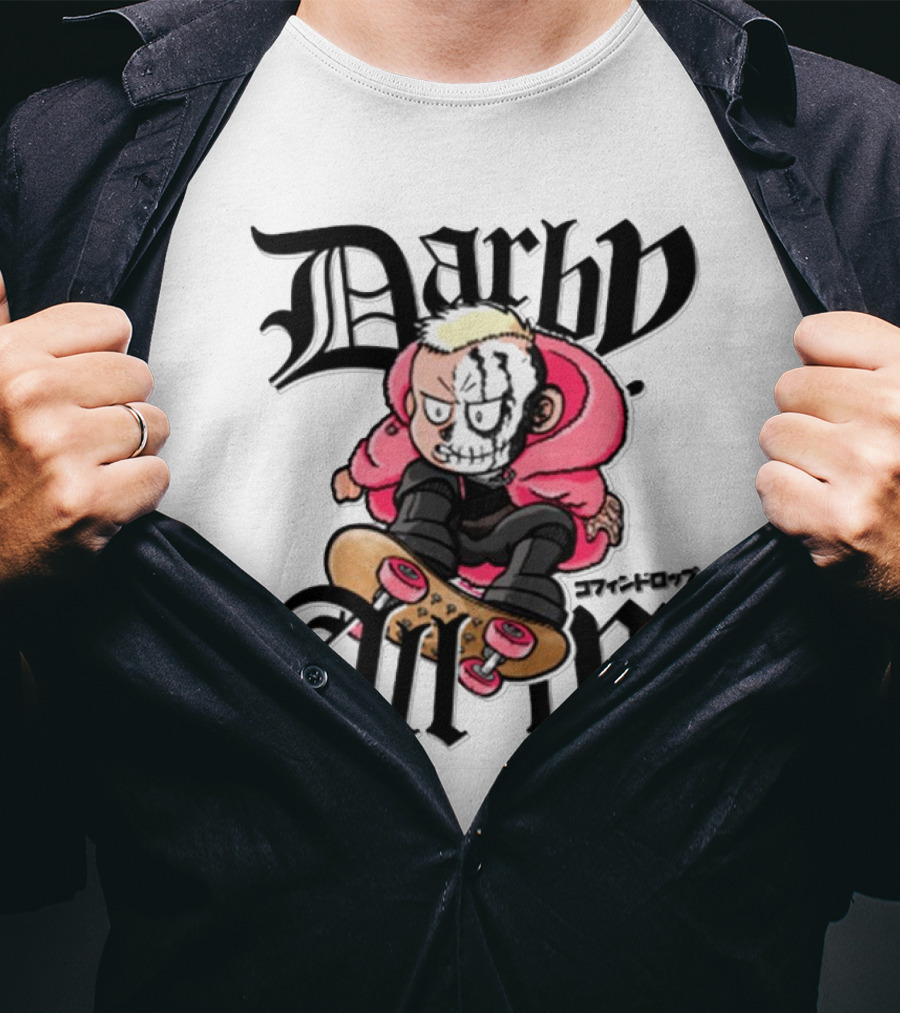 Darby Allin Skateboarding Cartoon Character With Face Paint T-Shirt