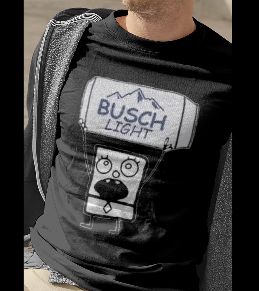 Doodlebob Holding Busch Light Can T-Shirt