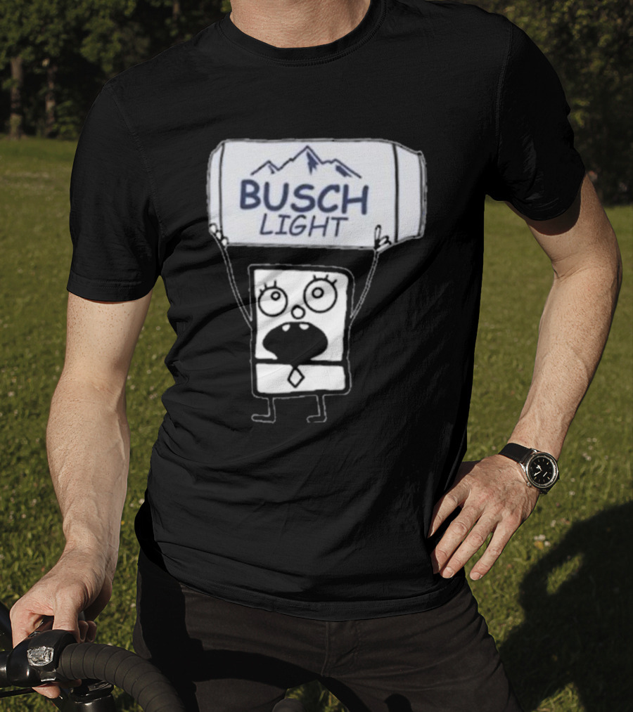 Doodlebob Holding Busch Light Can T-Shirt