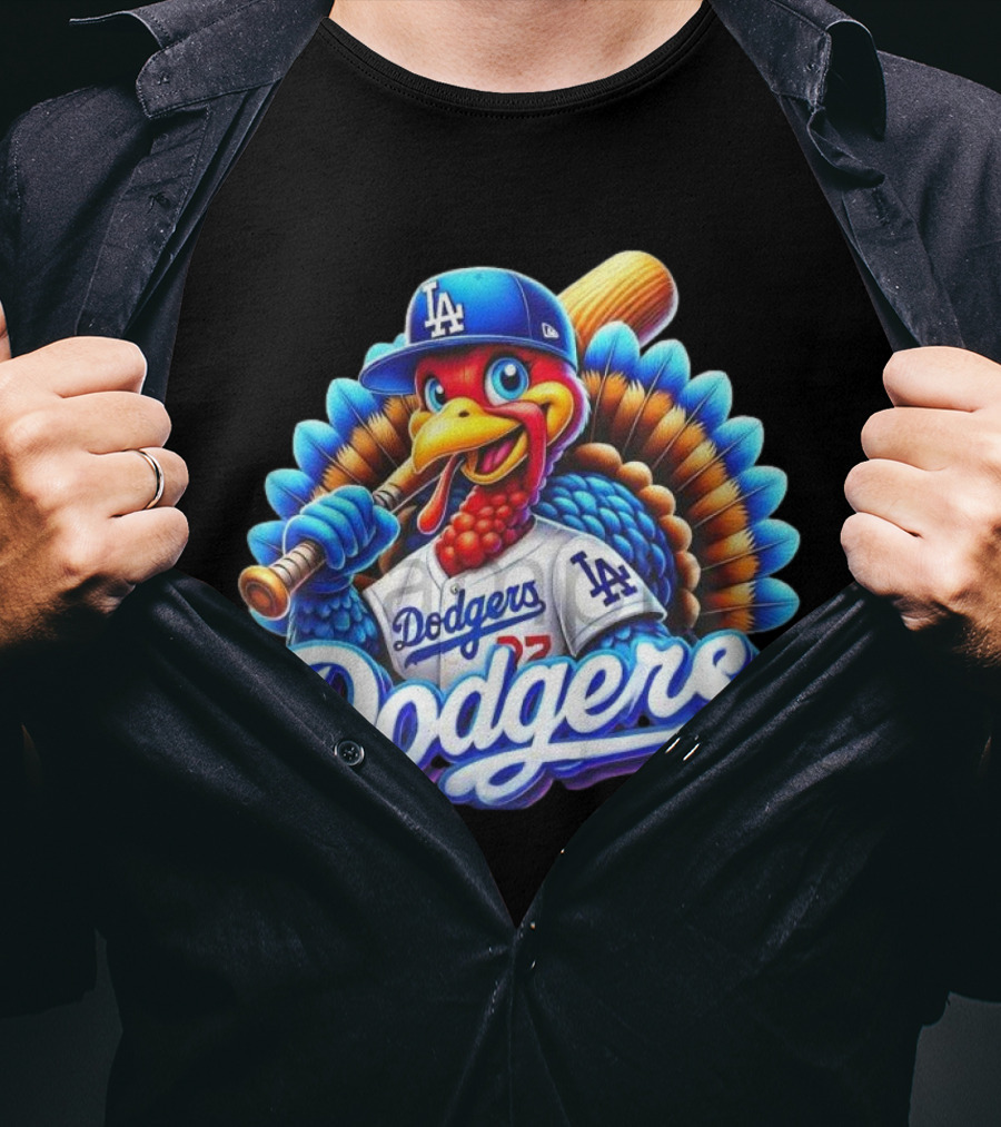 Dodgers Thanksgiving LA Baseball Turkey T-Shirt