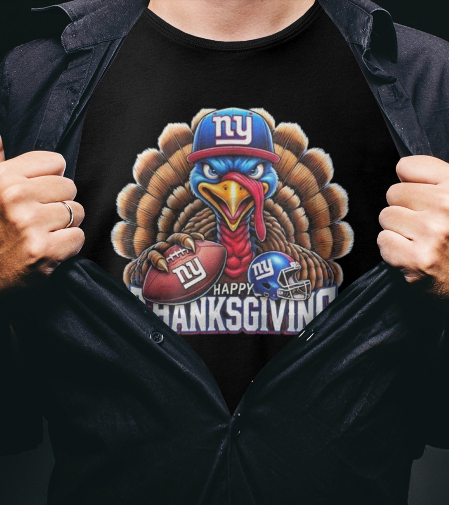 New York Giants Happy Thanksgiving Football Turkey T-Shirt