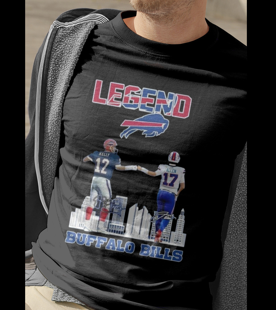 Legend Buffalo Bills Kelly 12 Allen 17 Signatures T-Shirt