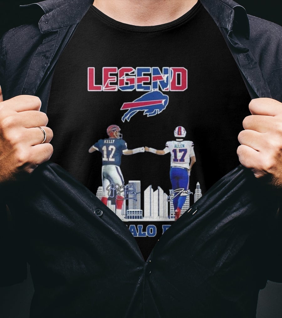 Legend Buffalo Bills Kelly 12 Allen 17 Signatures T-Shirt
