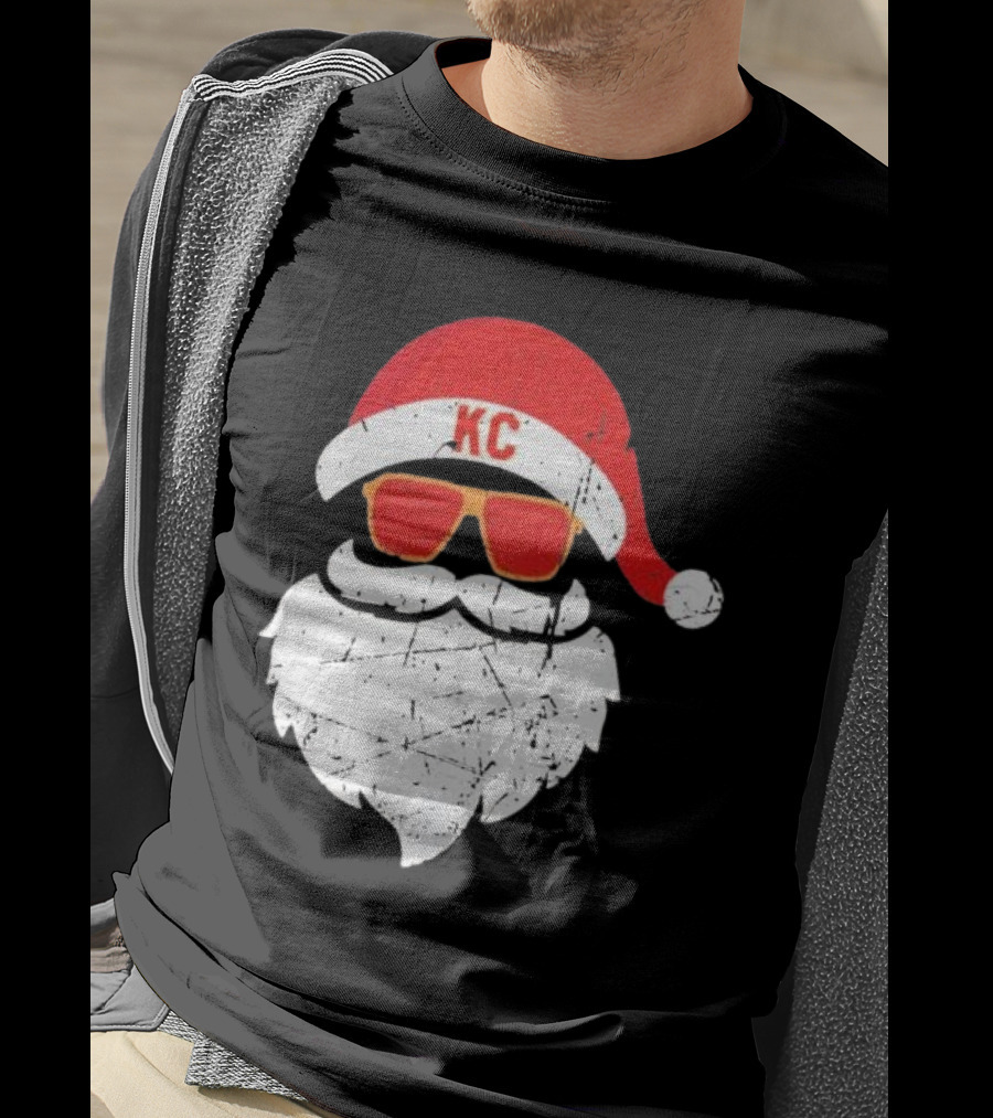 Kansas City Chiefs KC Santa Claus Christmas Holiday T-Shirt