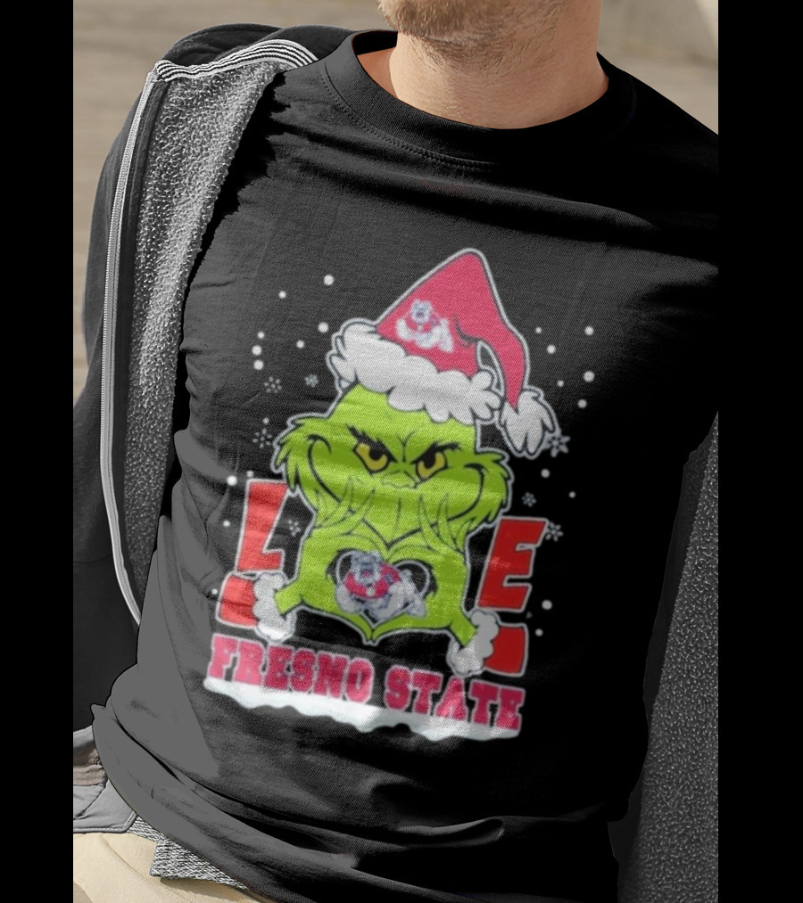 The Grinch Love Fresno State Bulldogs Christmas T-Shirt