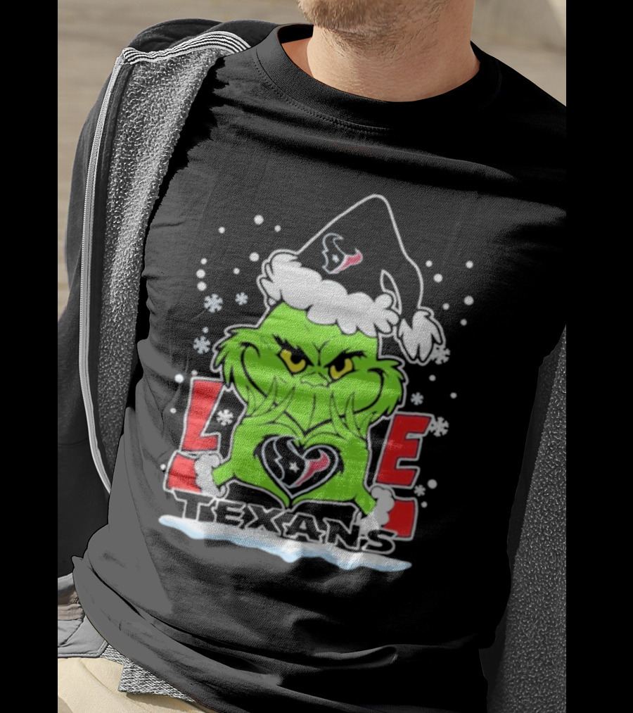 The Grinch Love Houston Texans Football Christmas T-Shirt