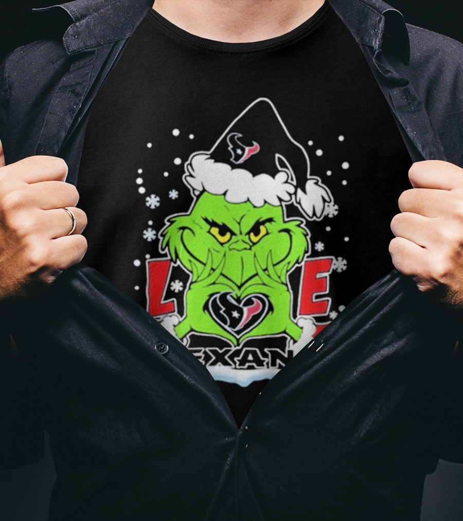The Grinch Love Houston Texans Football Christmas T-Shirt