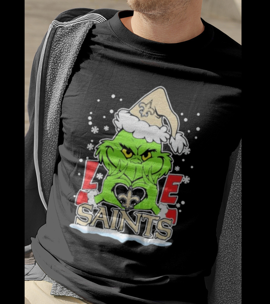 The Grinch Love New Orleans Saints Football Christmas T-Shirt