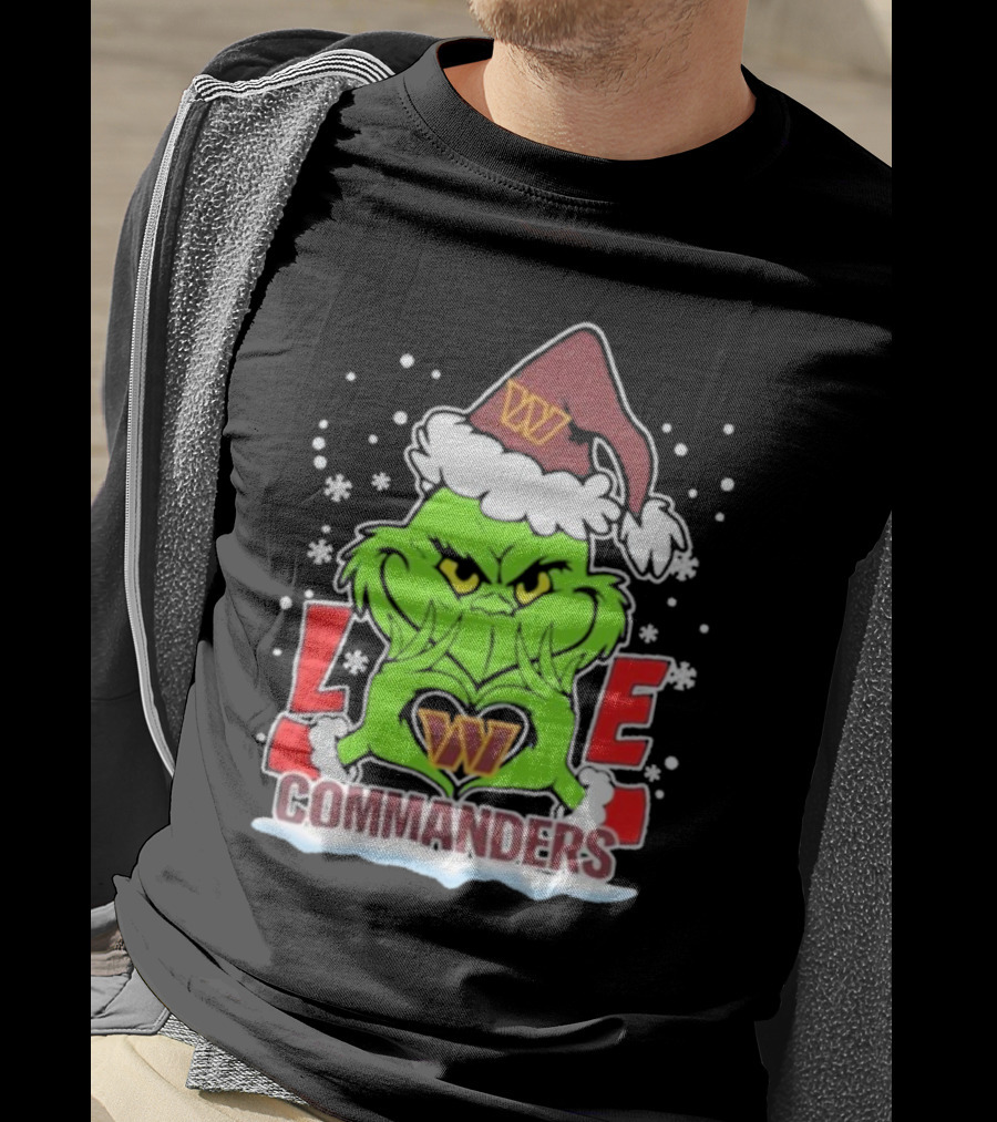 Grinch Christmas Love Washington Commanders Football T-Shirt