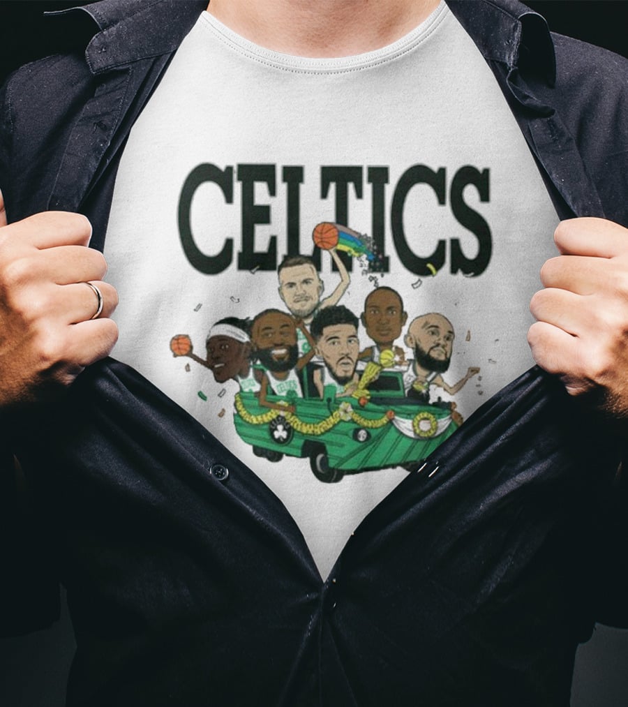 Celtics Basketball Team Cartoon Parade T-Shirt
