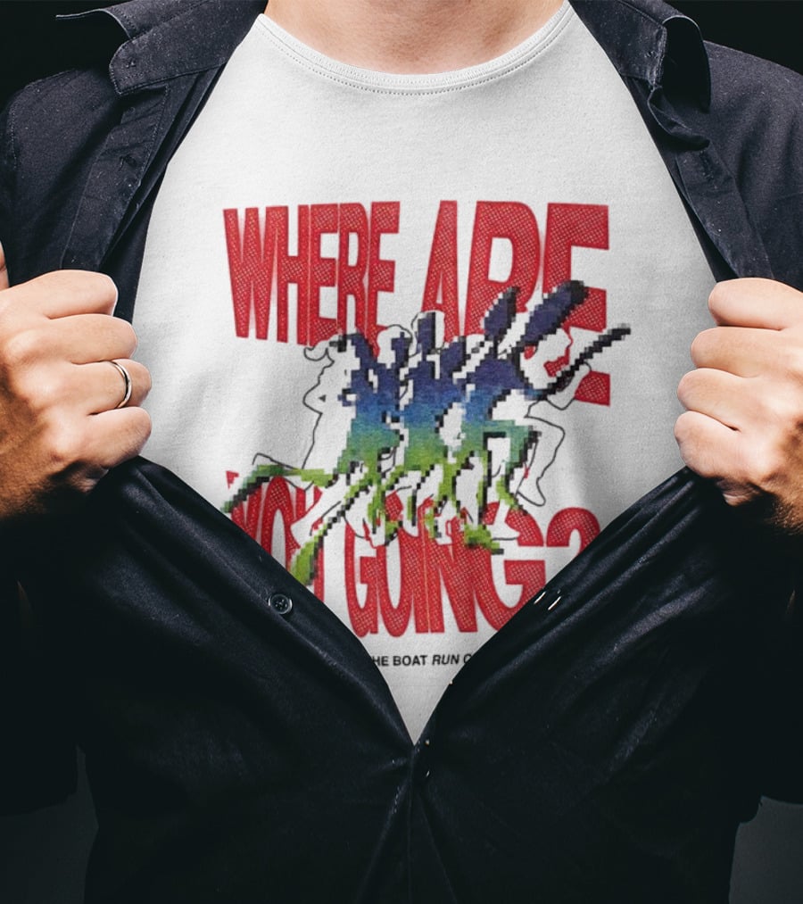 Skip The Boat Run Club Where Are You Going Pixelated Runners T-Shirt