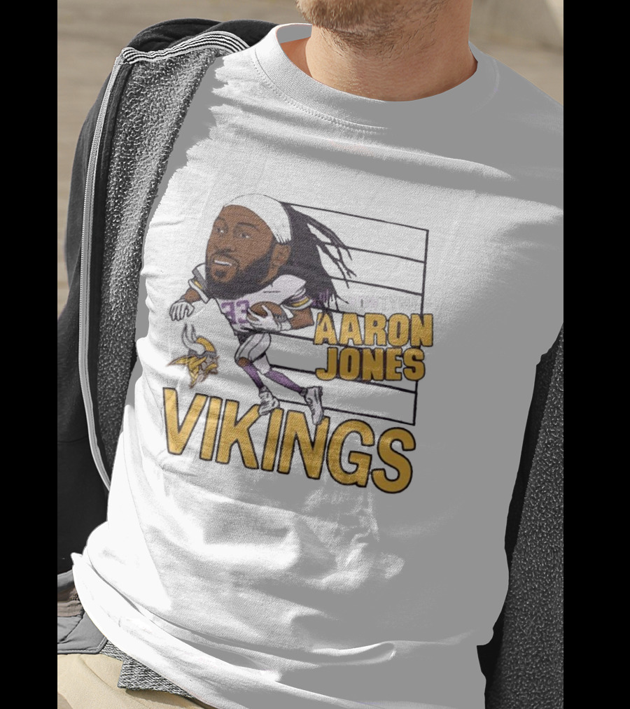 Vikings Showtyme Aaron Jones Football Cartoon Running T-Shirt