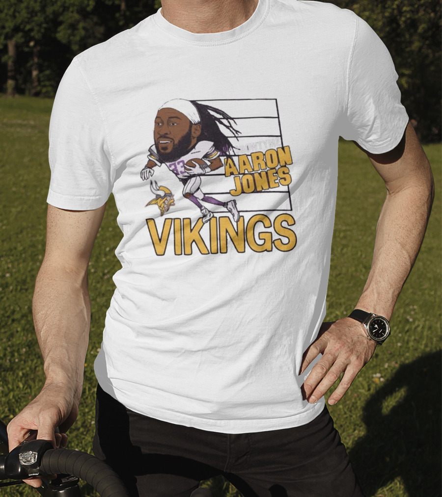 Vikings Showtyme Aaron Jones Football Cartoon Running T-Shirt