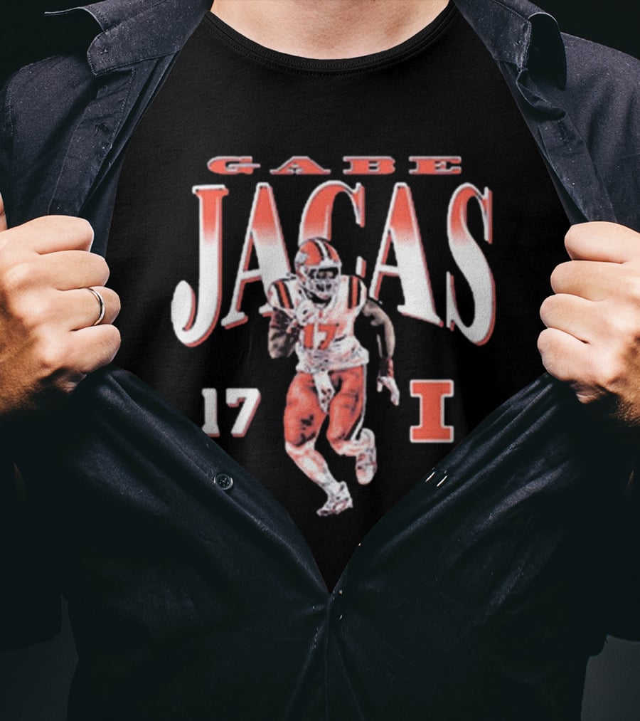 Gabe Jacas 17 Illinois Fighting Illini Football Player I T-Shirt