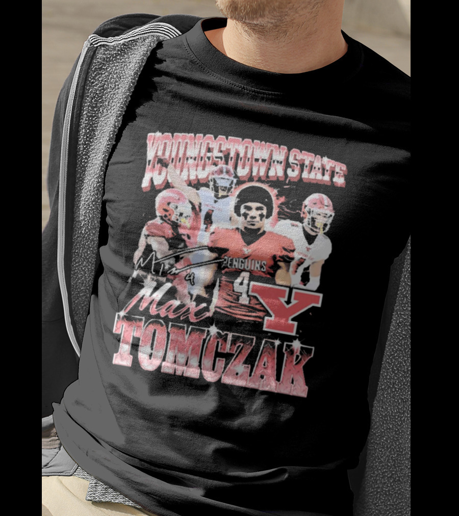 Youngstown State Penguins Max Tomczak Signature 90s Style Football T-Shirt