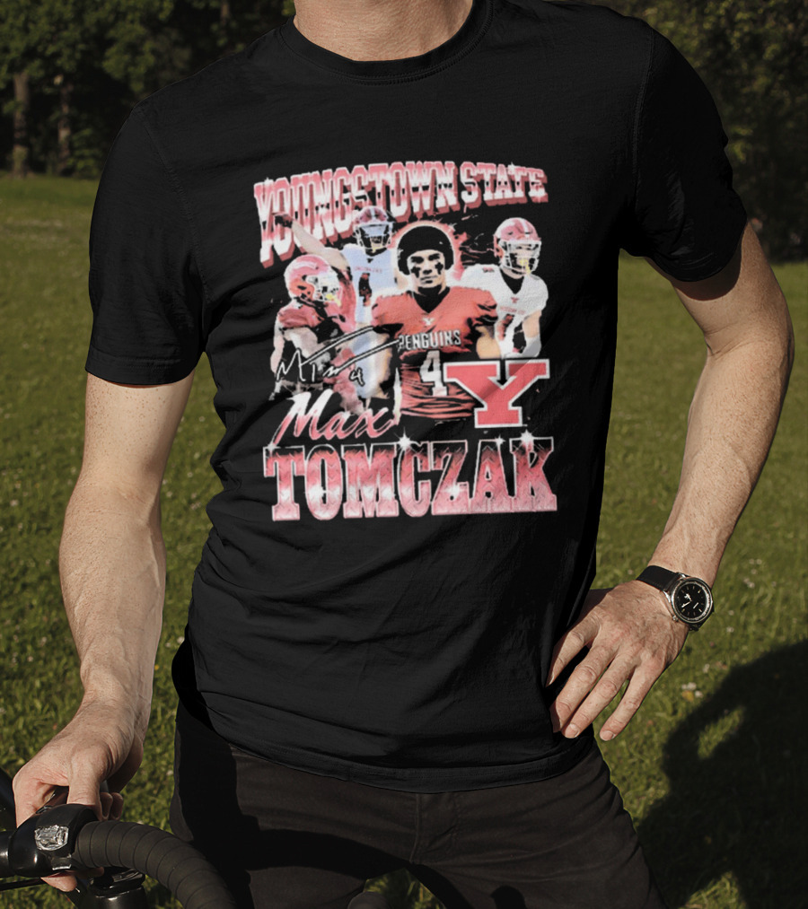 Youngstown State Penguins Max Tomczak Signature 90s Style Football T-Shirt