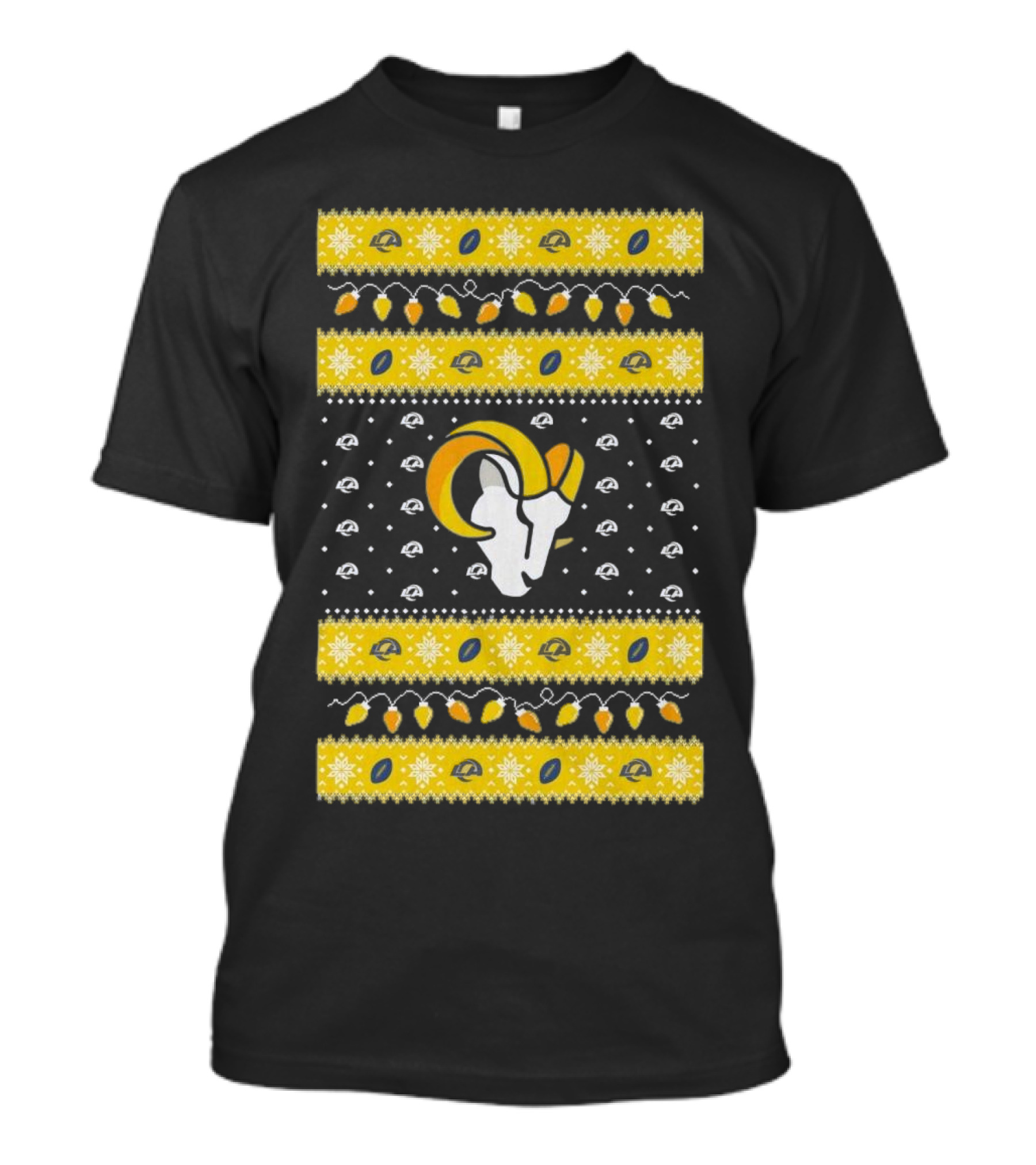 Los Angeles Rams NFL Holiday Lights Ugly Christmas Sweater T-Shirt