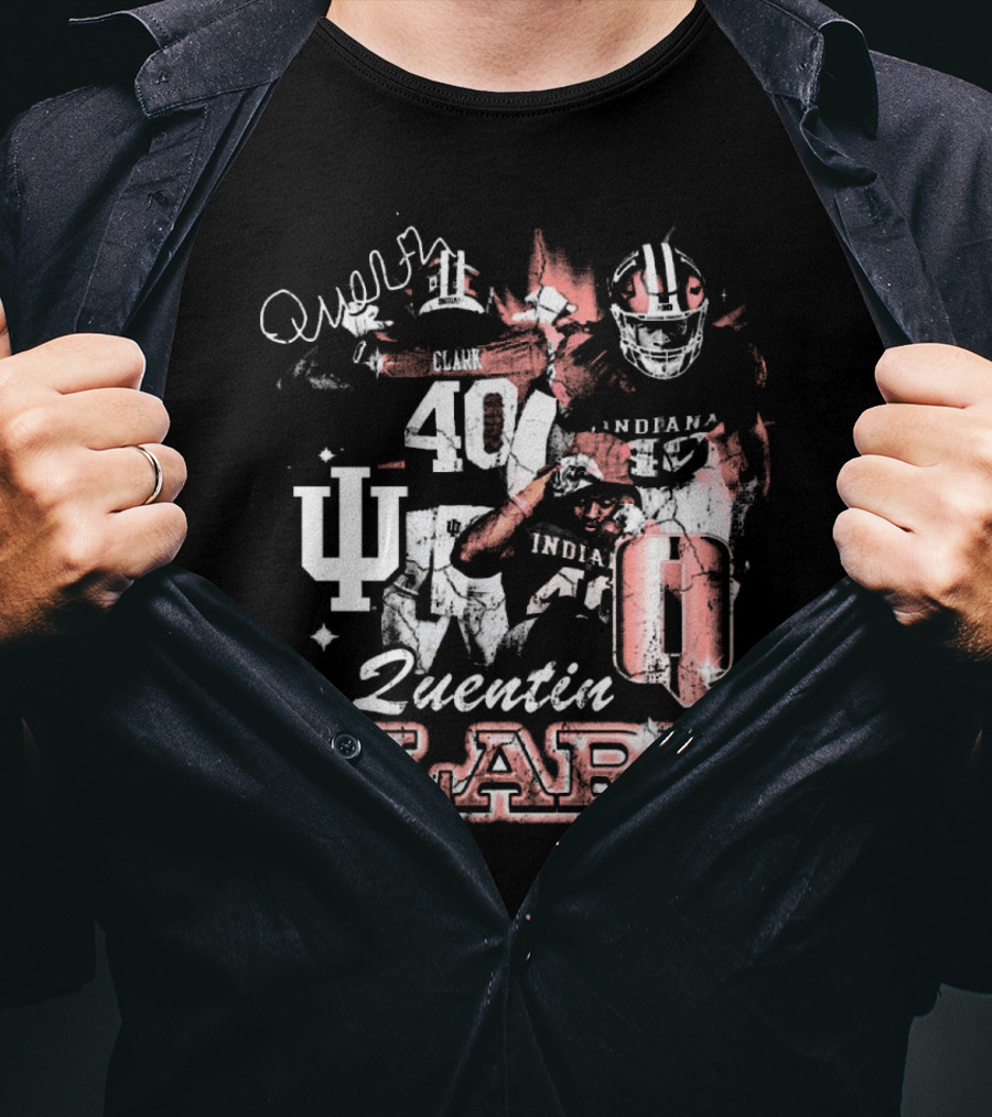 Quentin Clark Indiana Hoosiers 40 Football IU Vintage 90s Style Football Collage T-Shirt