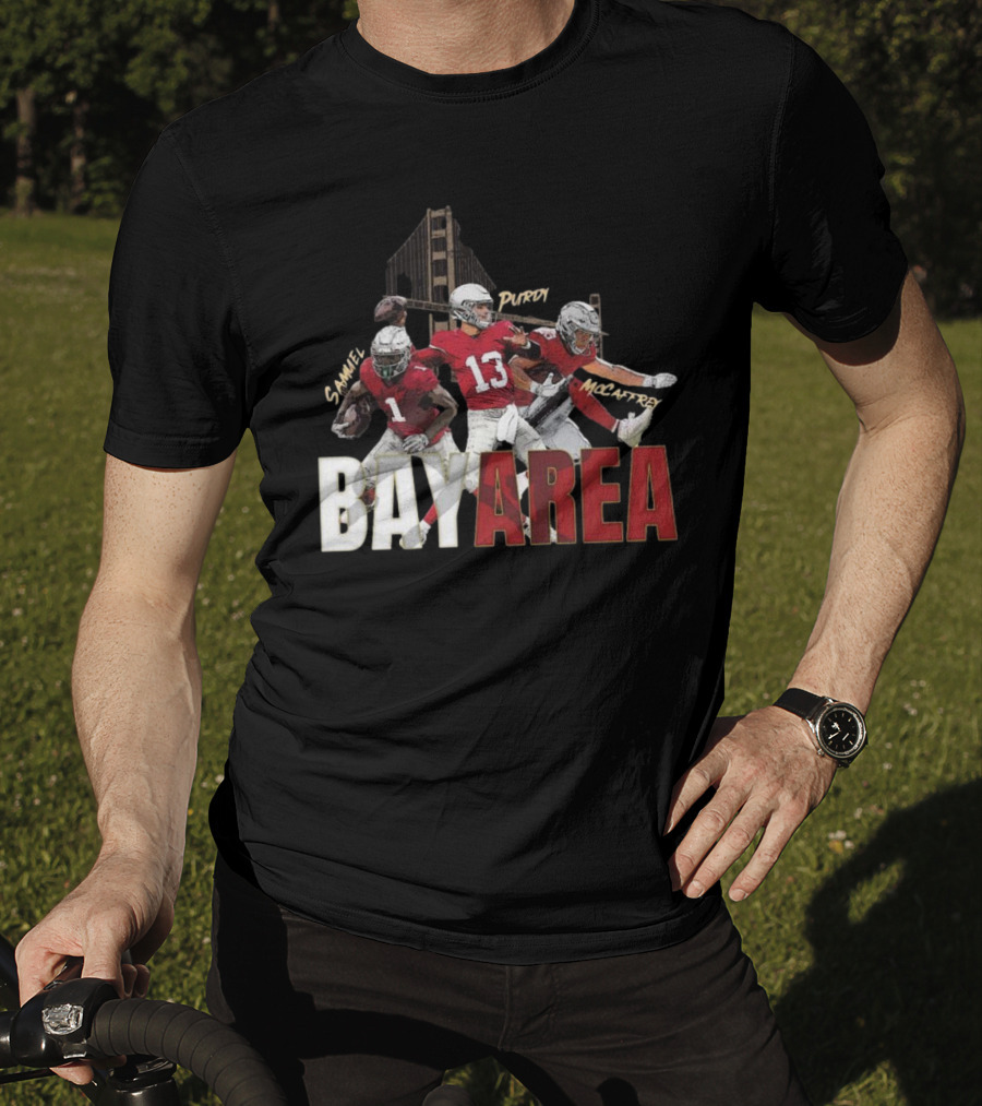 Sammel Purdy McCaffrey San Francisco 49ers Bay Area NFL Trio Football T-Shirt