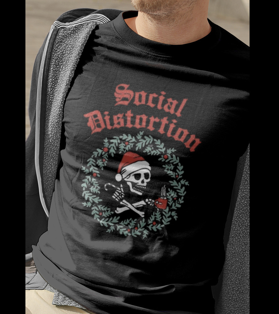 Social Distortion Santa Skelly Holiday Wreath T-Shirt