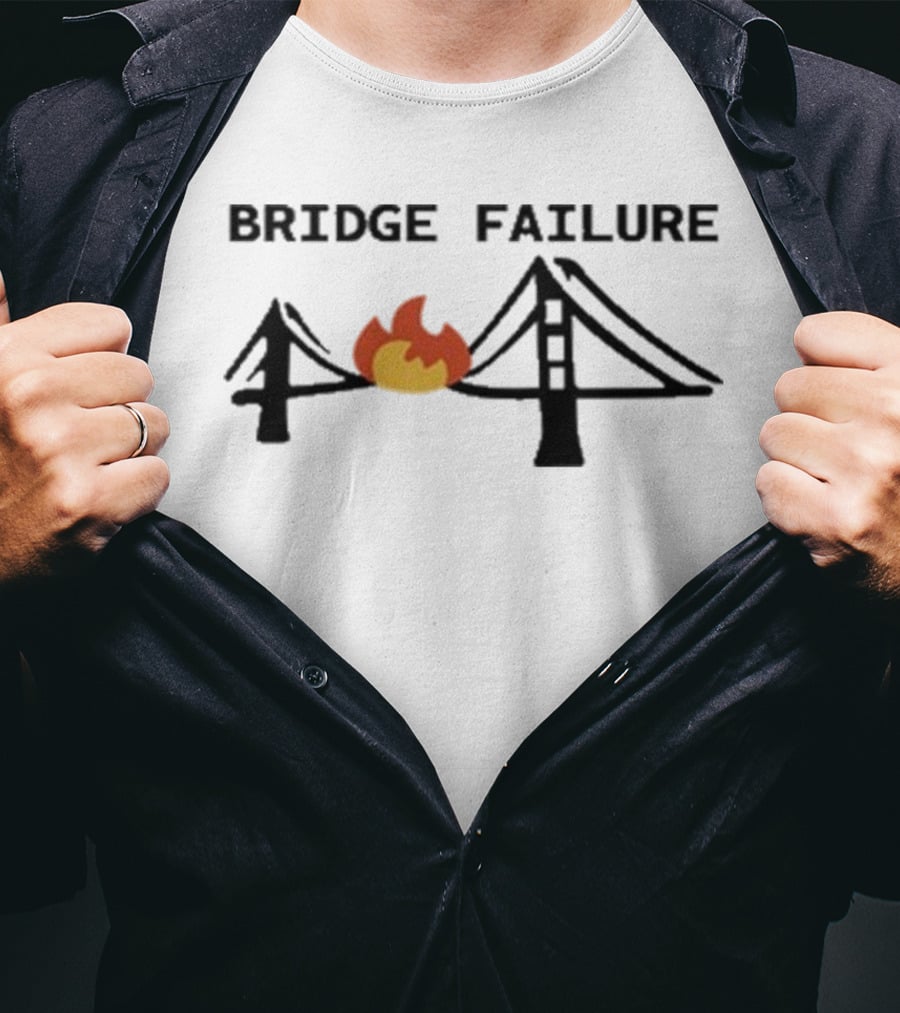 Bridge Failure Flaming Broken Bridge Collapse T-Shirt