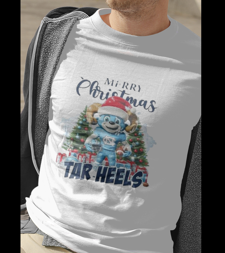 Merry Christmas North Carolina Tar Heels Mascot Festive T-Shirt