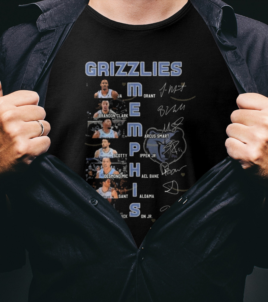 Memphis Grizzlies Ja Morant Brandon Clark Marcus Smart Scotty Pippen Jr Desmond Bane Jaren Jackson Jr Signatures T-Shirt