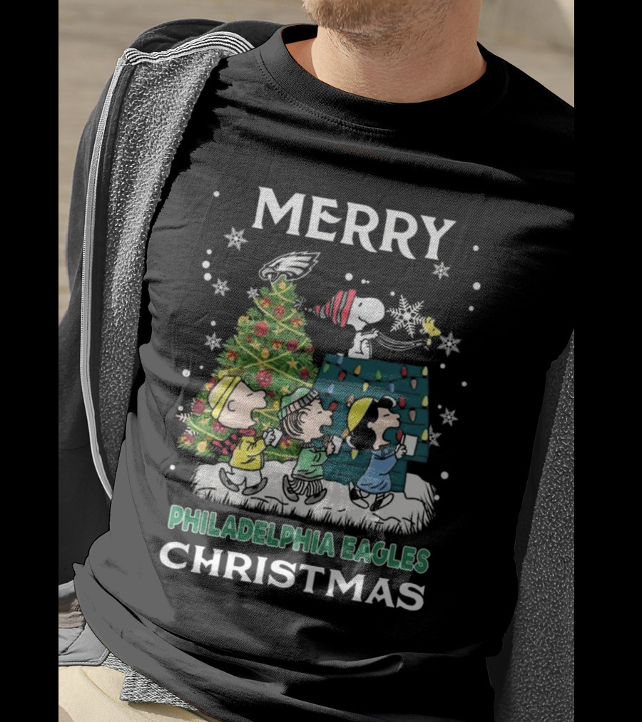 Merry Philadelphia Eagles Christmas Snoopy And Friends T-Shirt