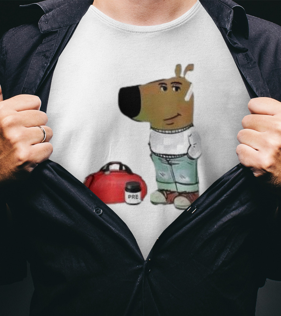 Chill Guy Dog With Gym Bag And Pre-workout Supplement T-Shirt